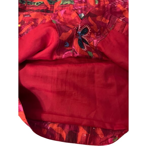 Coldwater Creek Silk Blend Jacket Women’s S Red Multicolor Lined Button Front - Picture 5 of 13